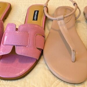 Nine West Pink leather sandals 2 pair
